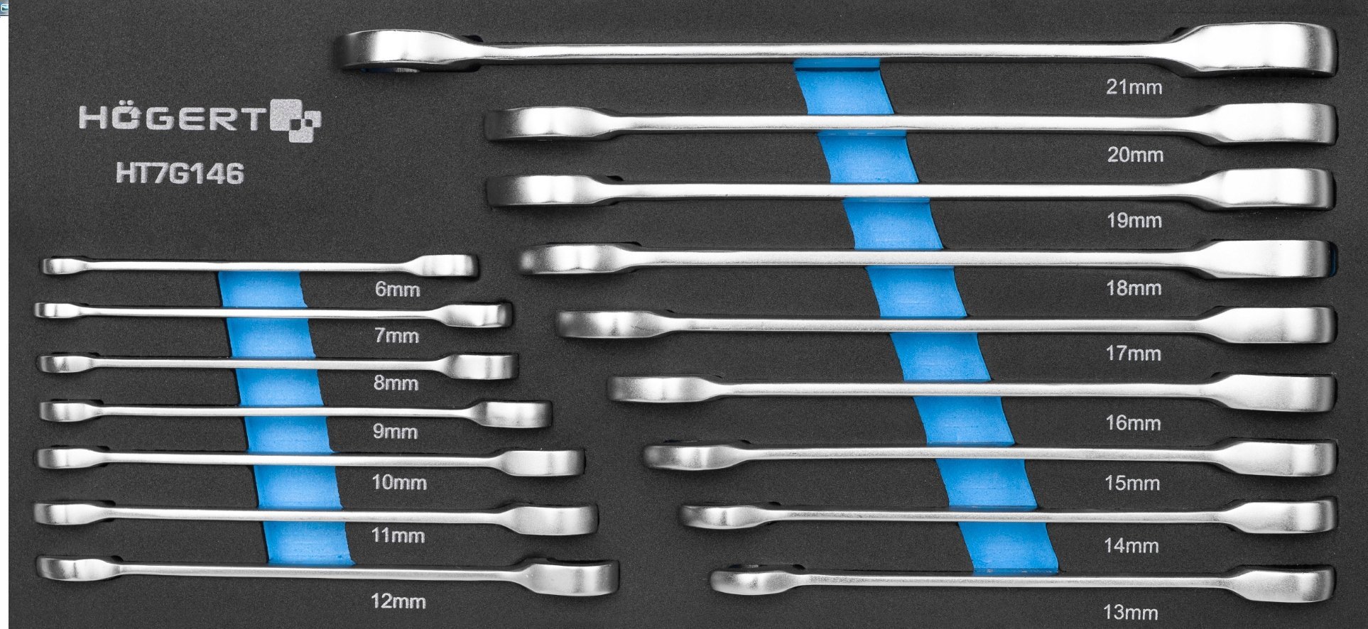 Sourcing HOGERT SINGLE-EYE WRENCH WITH RATCHET, 16 pcs. / EVA INSERT