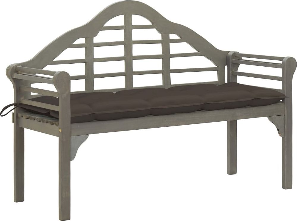 vidaXL Ławka ogrodowa Queen z poduszką, 135 cm, drewno akacjowe, szara (3061454)