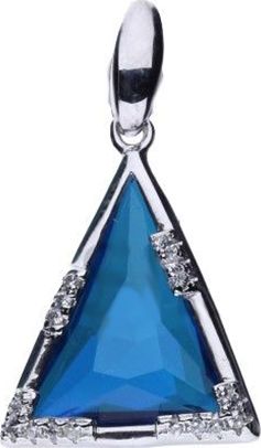 Lovrin Srebrna przywieszka 925 trójkąt z szafirowym kamieniem 1,82g