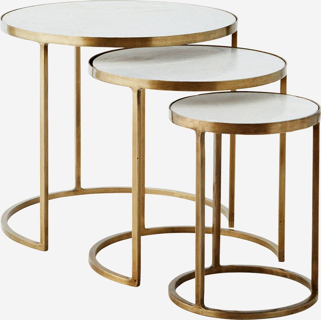 Madam Stoltz Komplet trzech stolików kawowych marmurowych Madam Stoltz