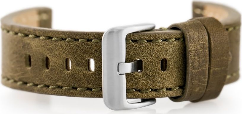 Pacific Pasek skórzany do zegarka W48 - PREMIUM - oliwkowy - 24mm uniwersalny