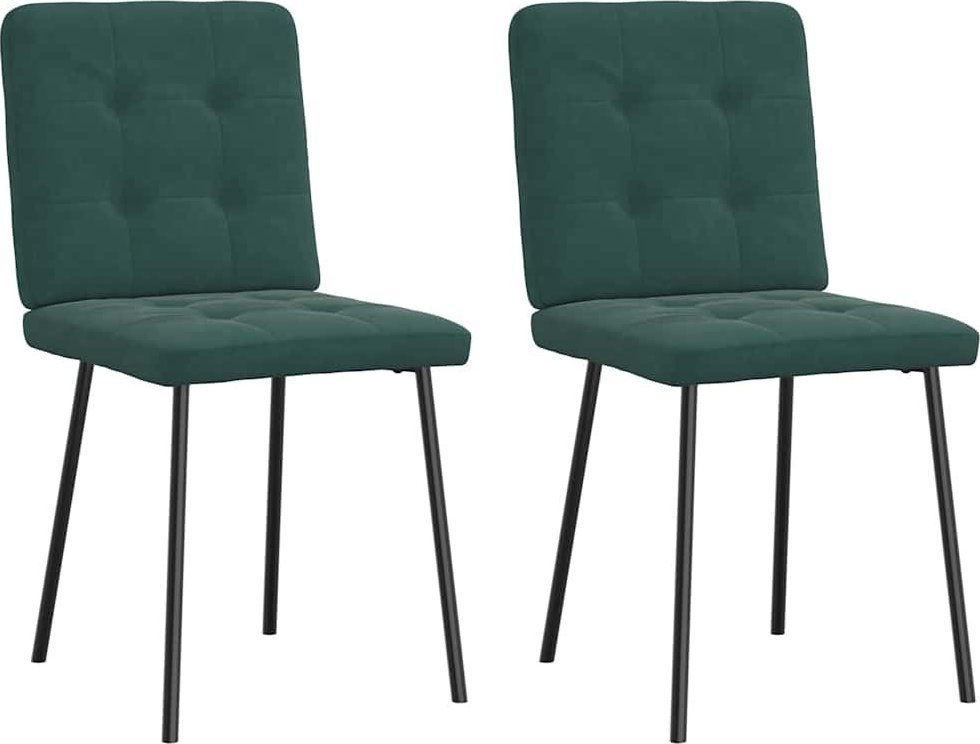 VidaXL Krzesła stołowe, 2 szt., ciemnozielone, obite aksamitem