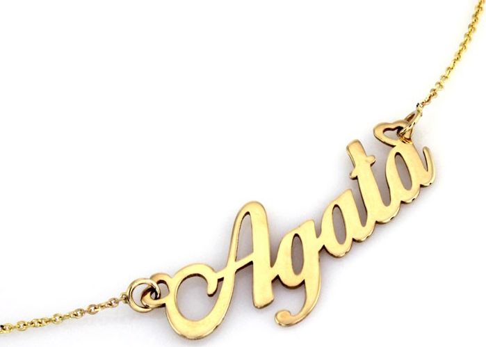 Lovrin Złoty naszyjnik 585 celebrytka z imieniem Agata 2,54 g