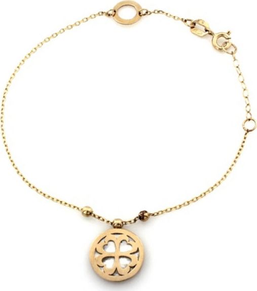 Lovrin Złota bransoletka łańcuszkowa 585 koniczynka z emalią