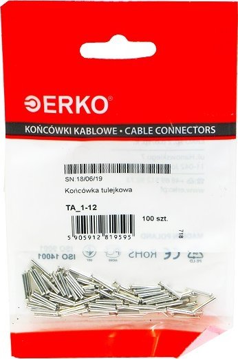 Erko Końcówka tulejkowa nieizolow TA 1/12 ERKO 100szt