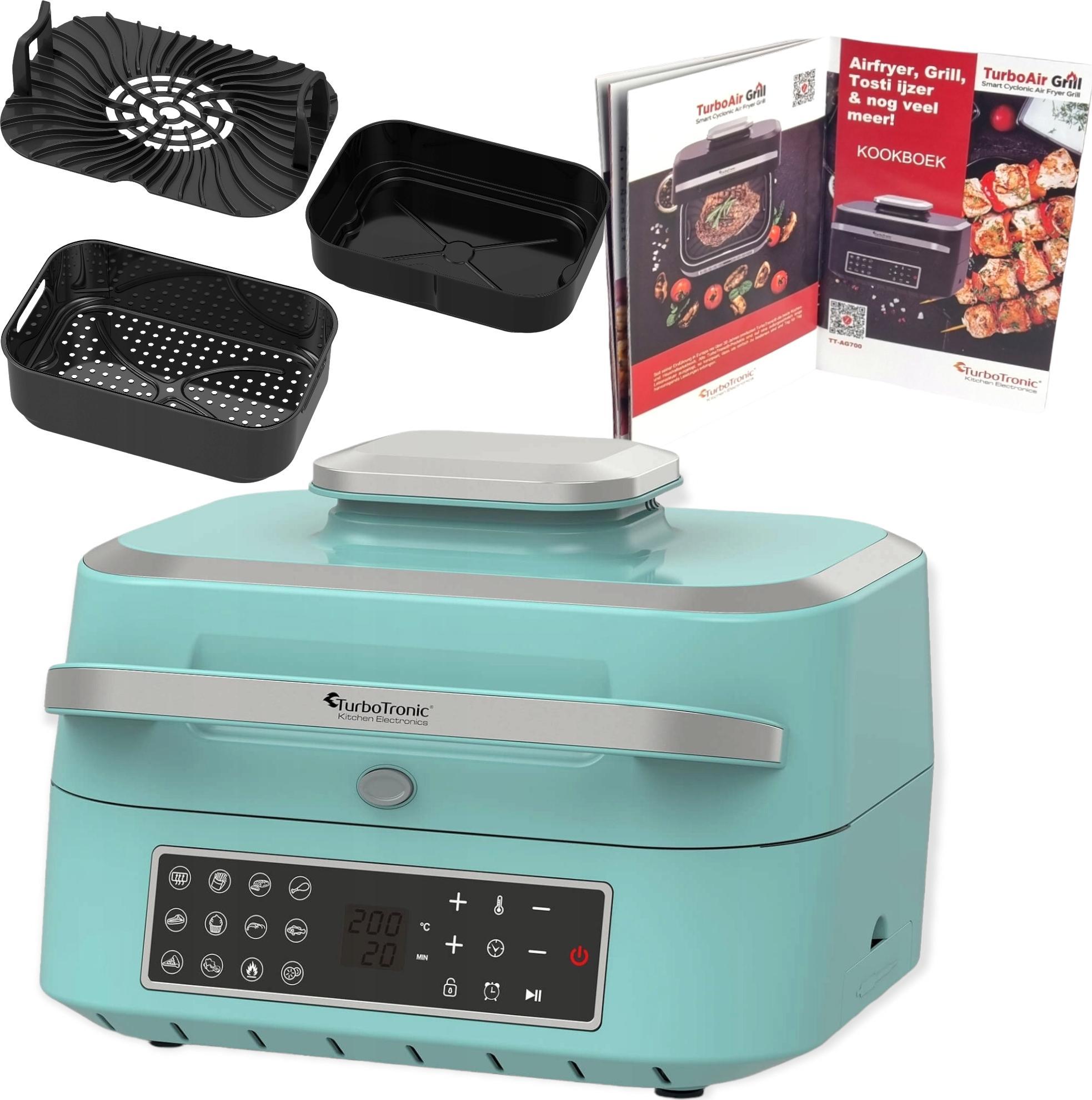 Grill elektryczny TurboTronic Grill elektryczny TurboTronic frytownica air fryer 1800w 5,5L Turkusowy