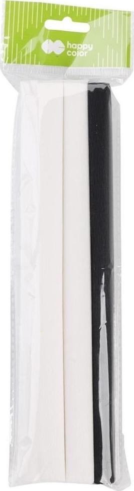 Happy Color Bibuła marszczona krepa krepina Happy Color 25x200cm 3 kolory BIAŁO-CZARNY 3szt