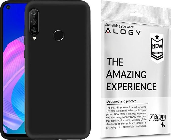Alogy Etui silikonowe Alogy slim case do Huawei P40 Lite E czarne + Szkło Alogy FG uniwersalny