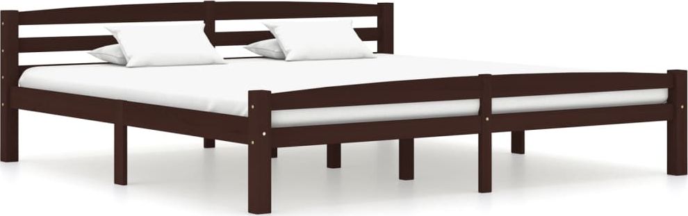 vidaXL Rama łóżka, ciemnobrązowa, lite drewno sosnowe, 200 x 200 cm