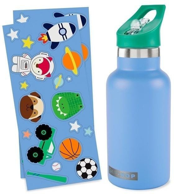 Butelka termiczna z naklejkami 380ml niebieska
