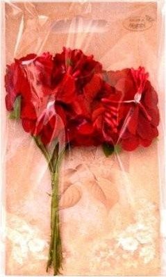 Kwiaty materiałowe czerwone 4cm 6szt