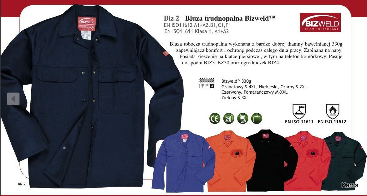 Portwest Biz2 bluza trudnopalna BIZWELD - pomarańczowy S
