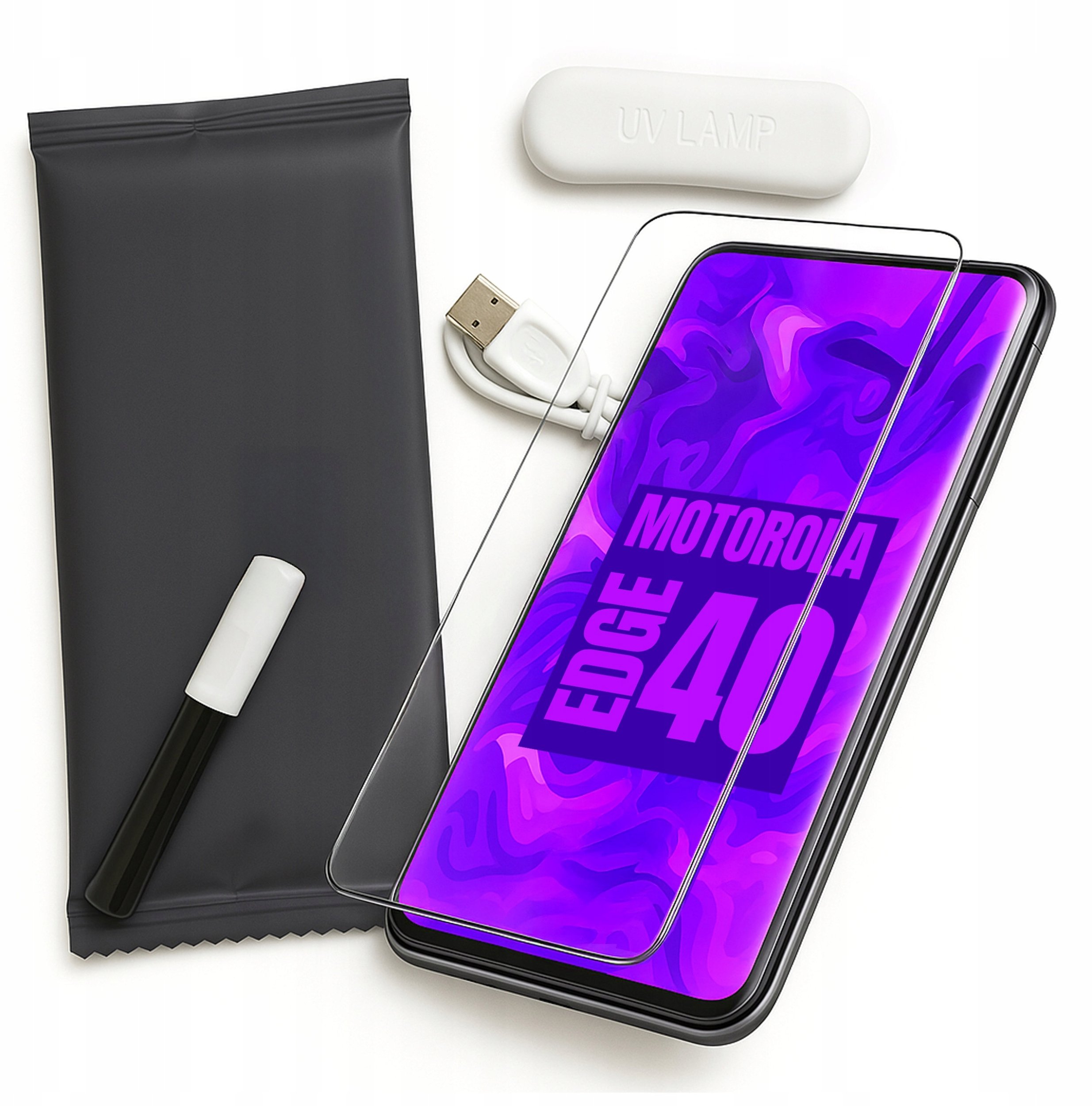 Szkło Hartowane UV do Motorola Edge 40 (LED, Liquid, Ochronne, Pełne, 5D)
