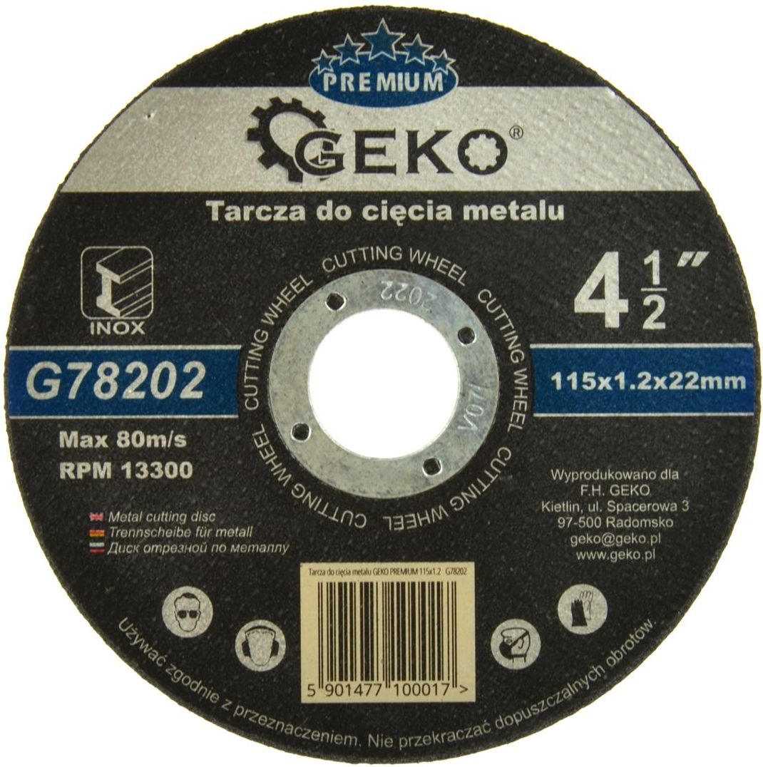 Geko tarcza do cięcia metalu Premium 115x1,2 Inox (G78202)