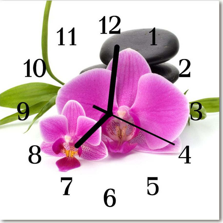 Tulup Zegar szklany ścienny Cichy Storczyk Kwiaty 30x30 42366214