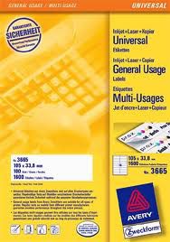 Avery Zweckform ETYK.ZF 3665 105X33,8 BEZ MARGI./1600/ ETYKIETA - 3665