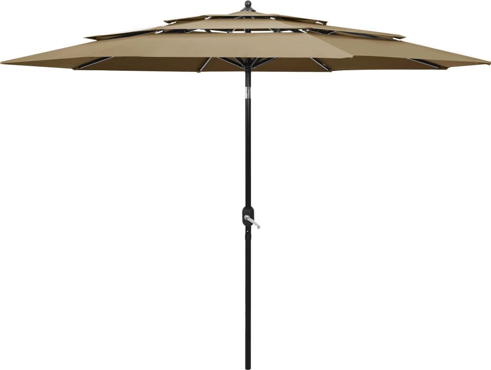 vidaXL 3-poziomowy parasol na aluminiowym słupku, taupe, 3 m