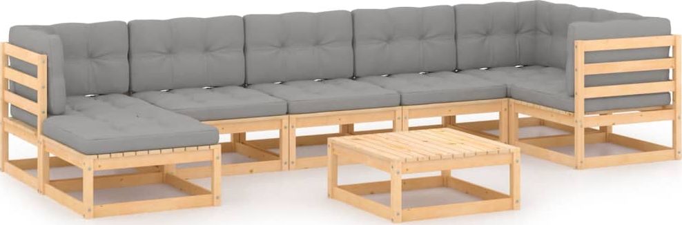 vidaXL 7-cz. zestaw wypoczynkowy do ogrodu, z poduszkami, lita sosna