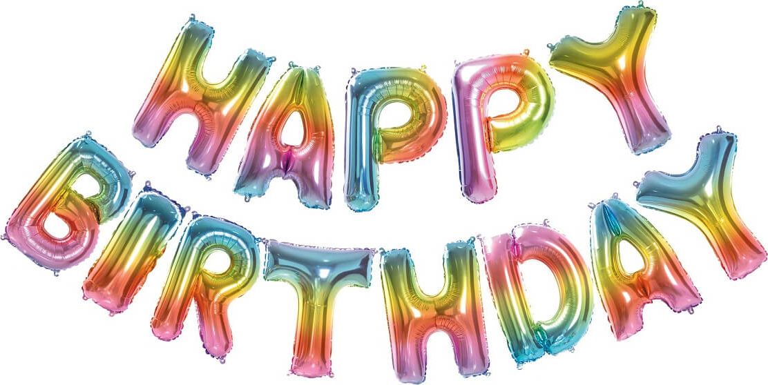 GoDan Balon foliowy ombre Happy Birthday - tęczowy uniwersalny