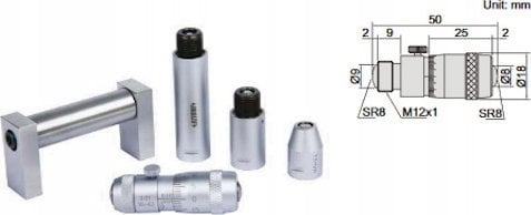 Insize SREDNICOWKA MIKROMETRYCZNA 2-PKT. 50- 500MM KPL