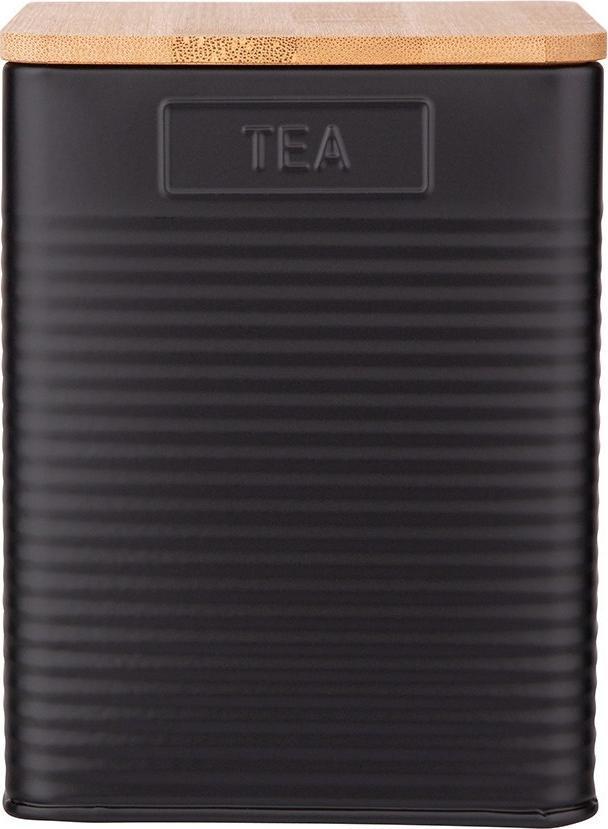 Lumarko Puszka Kwadratowa Z Pokrywą Bambusową 11x11x14 Cm Loft Czarna Dek. Tea!