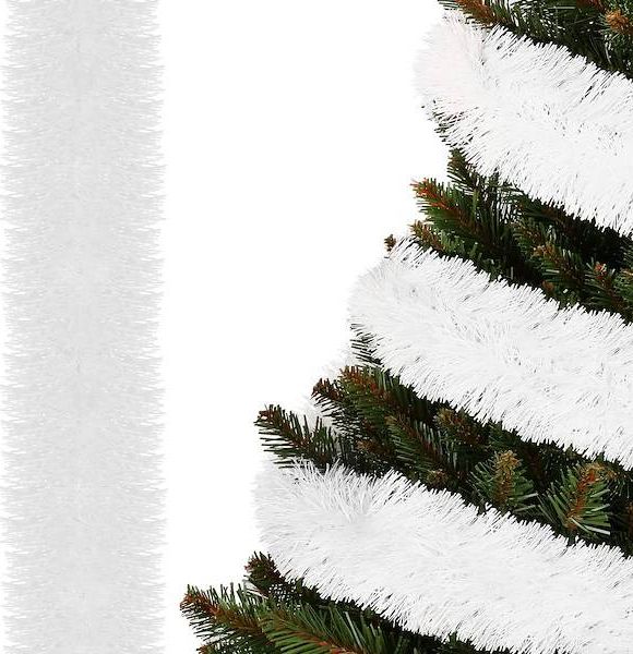 Springos Łańcuch na choinkę 6m biały, girlanda choinkowa, średnica 7cm