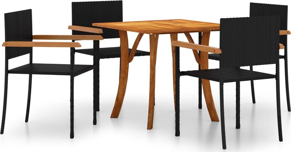 vidaXL 5-częściowy zestaw mebli ogrodowych, czarny