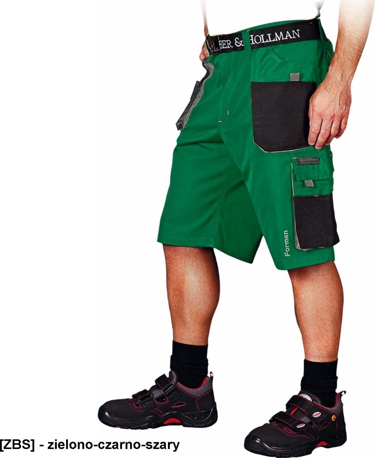 Leber&Hollman LH-FMN-TS - SPODNIE OCHRONNE DO PASA - KRÓTKIE, - zielono-czarno-szary L