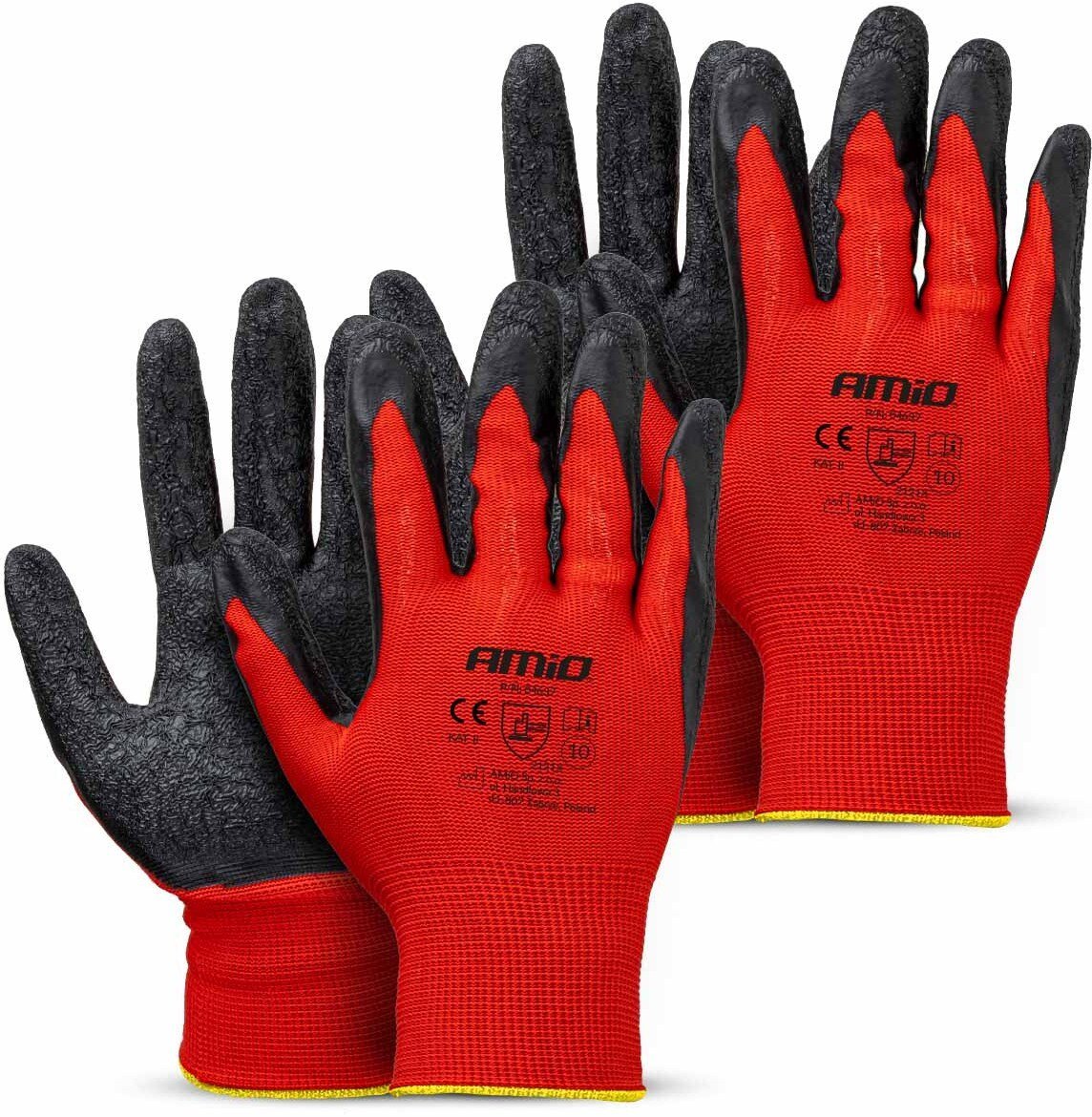 AMiO Rękawice ochronne poliestrowe powlekane lateksem rozmiar 10 2121x 4szt. 04637