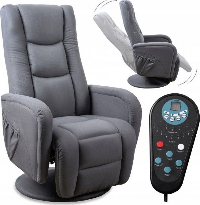 Halmar Fotel Rozkładany Obrotowy Masujący PULSAR 2 Szary