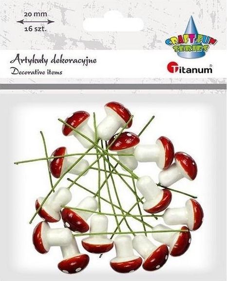 Titanum Muchomory styropianowe 17x20mm drucik 55mm 16szt