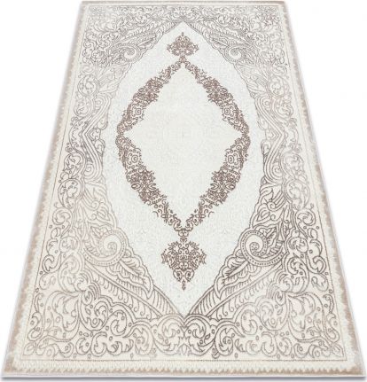 Dywany Łuszczów Dywan CORE 8111 Ornament Vintage - Strukturalny, dwa poziomy runa, beż, 120x170 cm