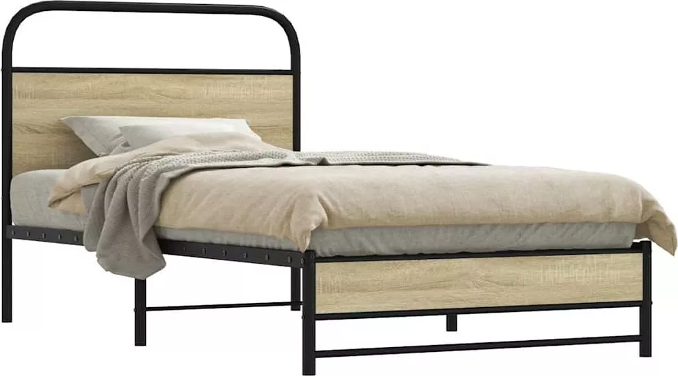 vidaXL Łóżko bez materaca, 90x200 cm, dąb sonoma