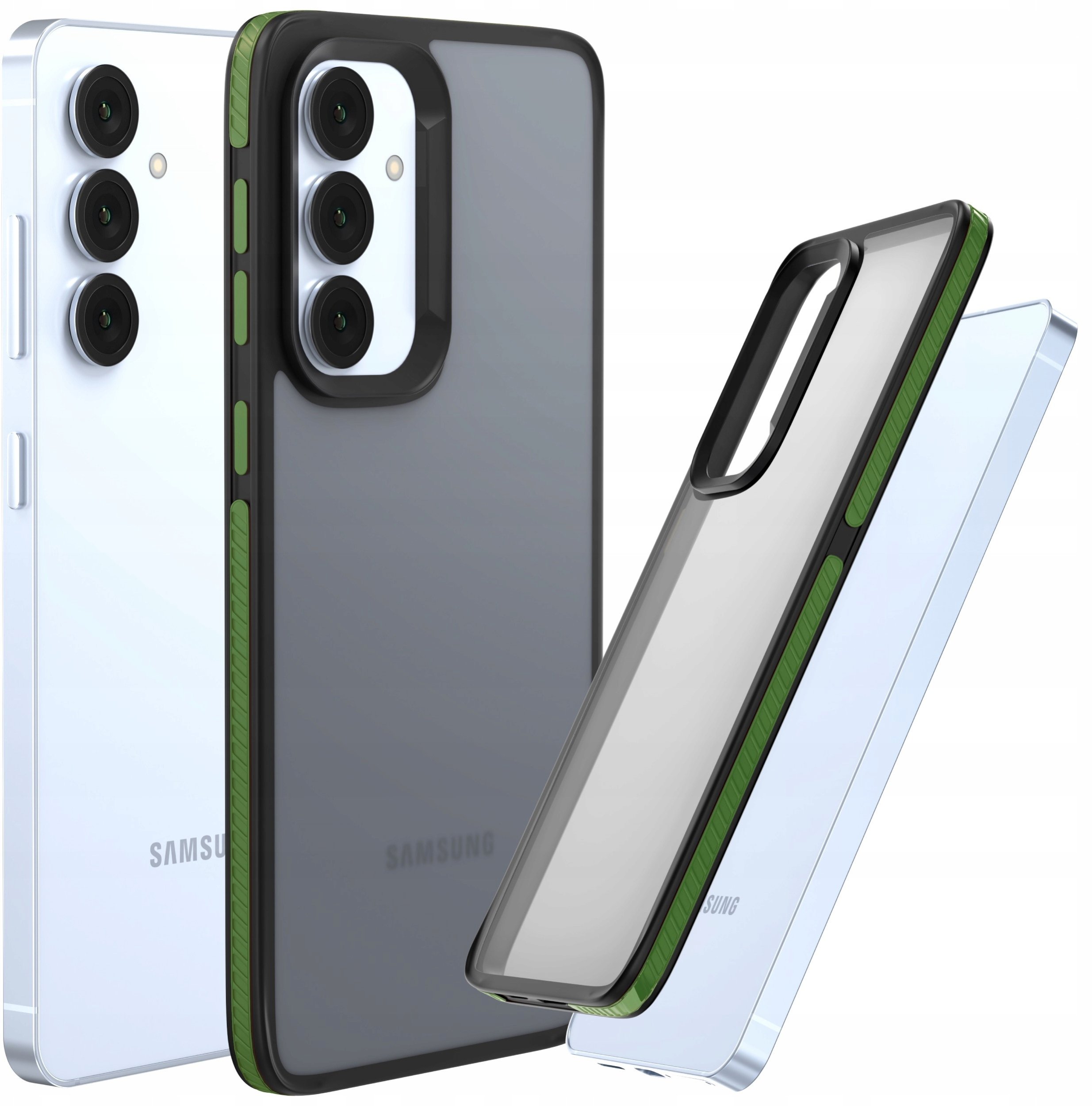 Etui Do Samsung Galaxy S24 (Matowe, Zielona Ramka, Bumper, Plecki, Case)