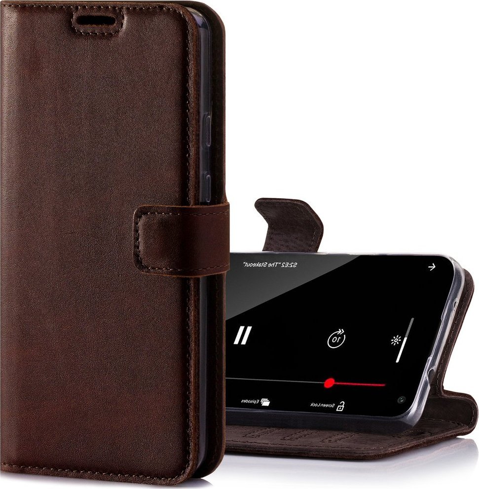 Surazo Skórzane etui na telefon Wallet case - Western Ciemny Brązowy Oppo Reno 4