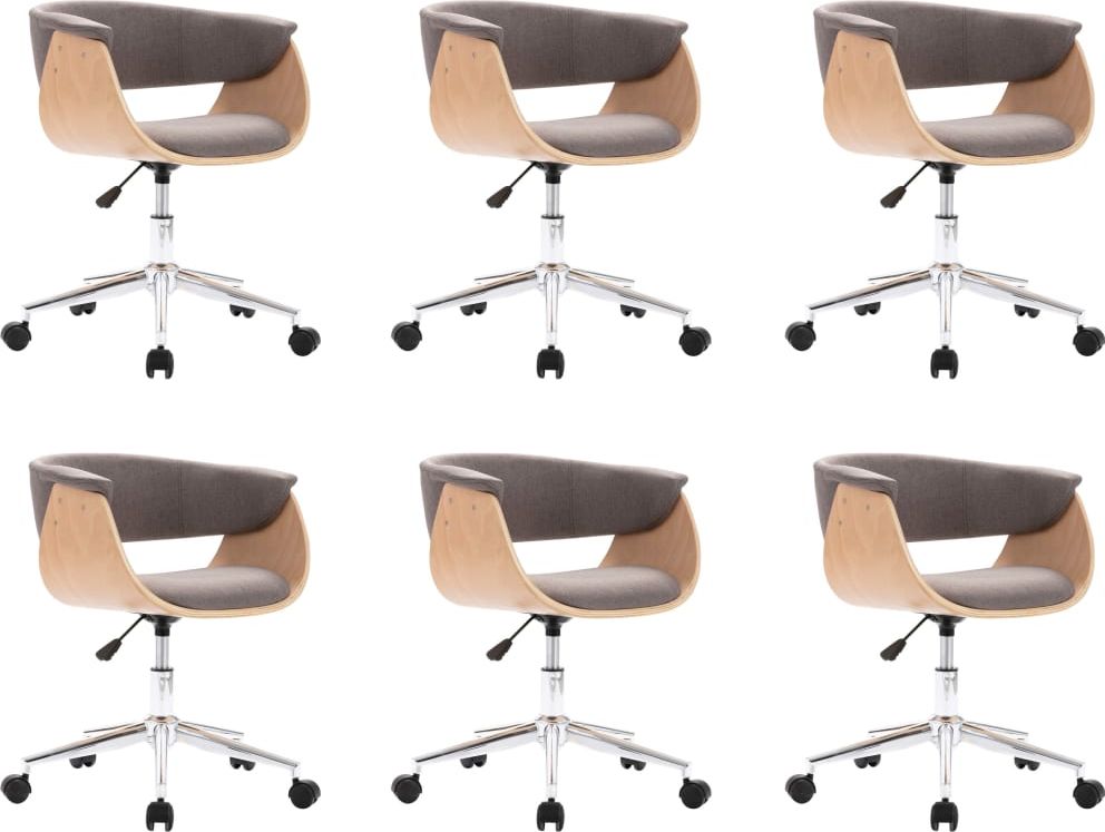 vidaXL Obrotowe krzesła stołowe, 6 szt., taupe, obite tkaniną