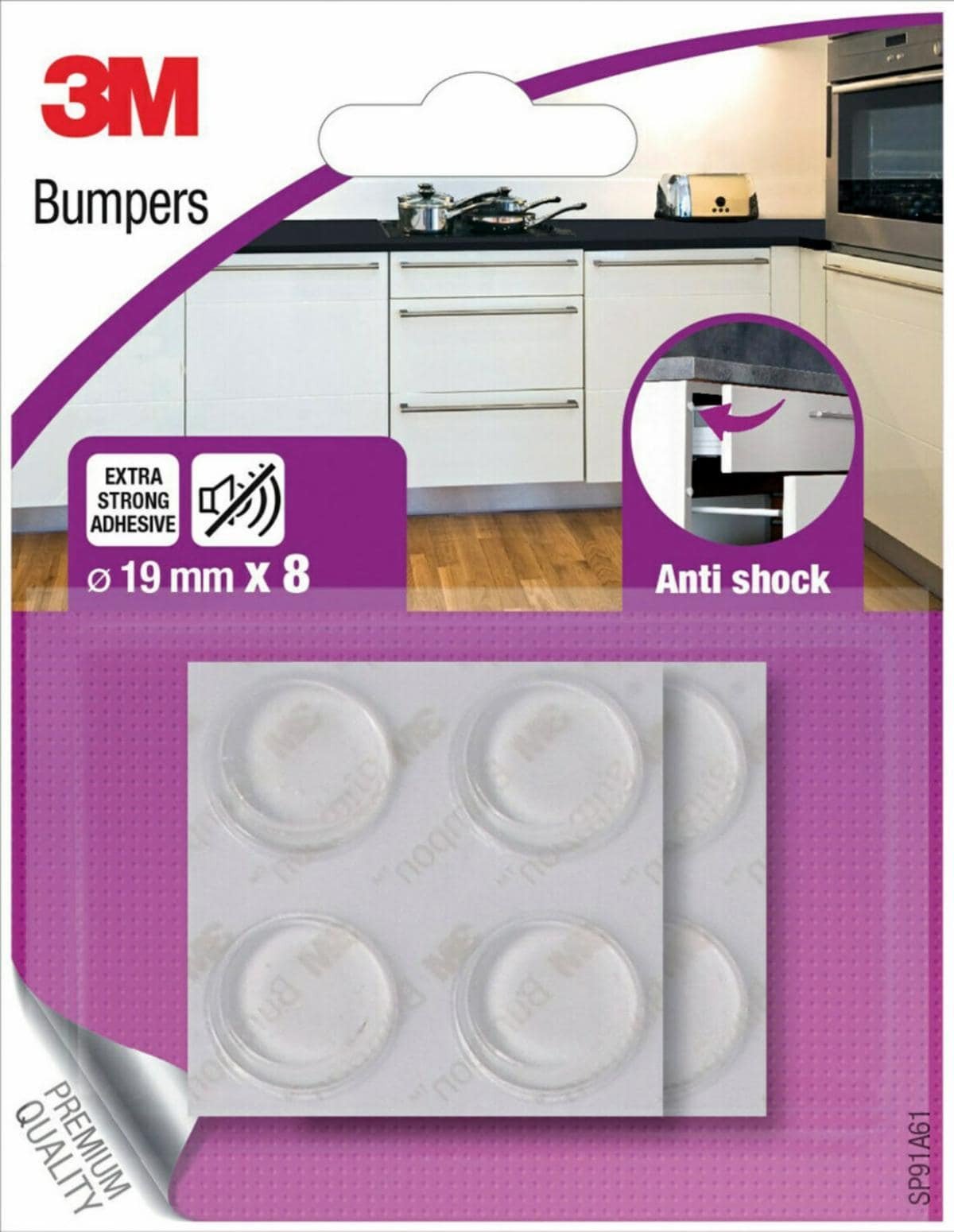 Odbojniki wygłuszające SCOTCH, samoprzylepne, okrągłe, 19mm, 8 szt., przezroczyste