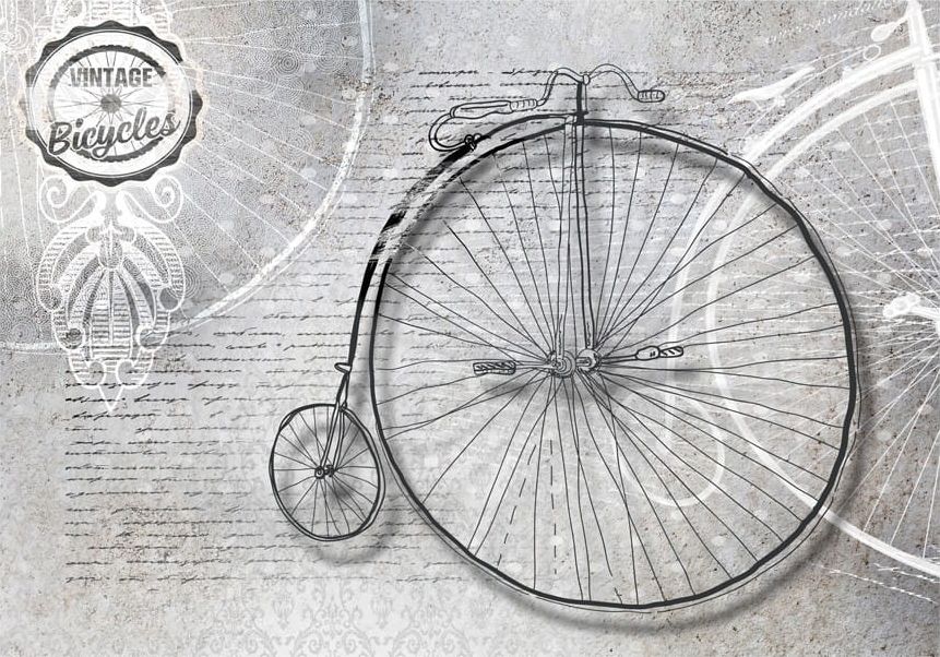 DecoNest Fototapeta - Vintage bicycles - black and white - 200X140