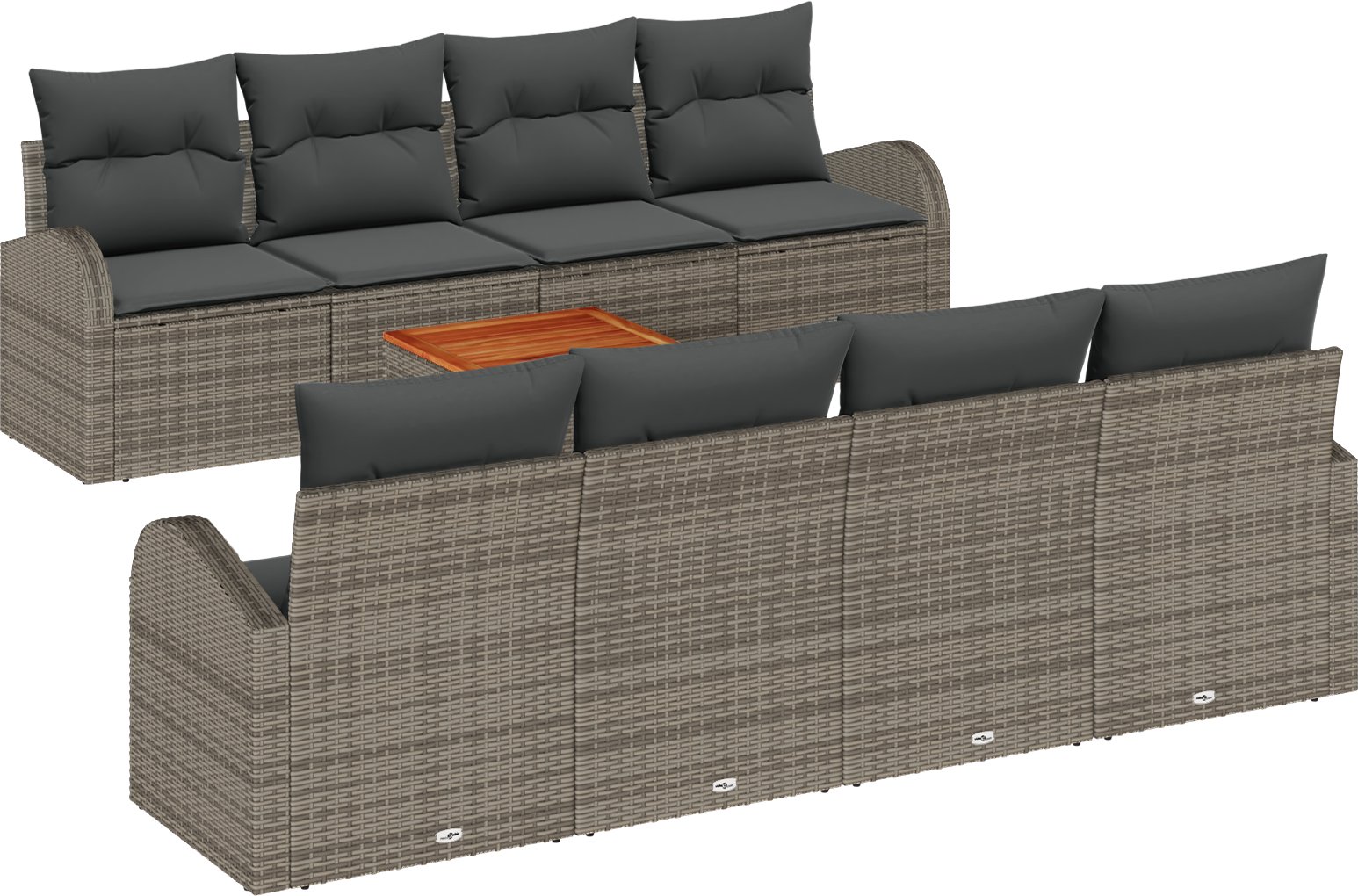 vidaXL 9-elementowy Zestaw Sof Ogrodowych z Poduszkami Szary Polirattan Akacja