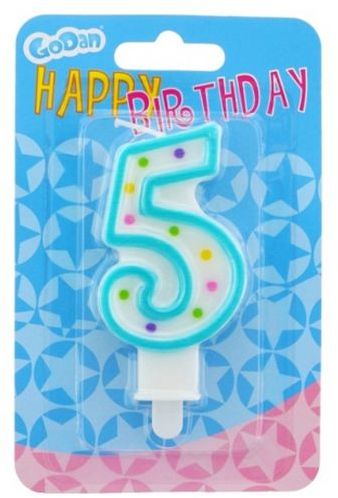 GoDan Świeczka urodzinowa cyferka 5 z kropeczkami