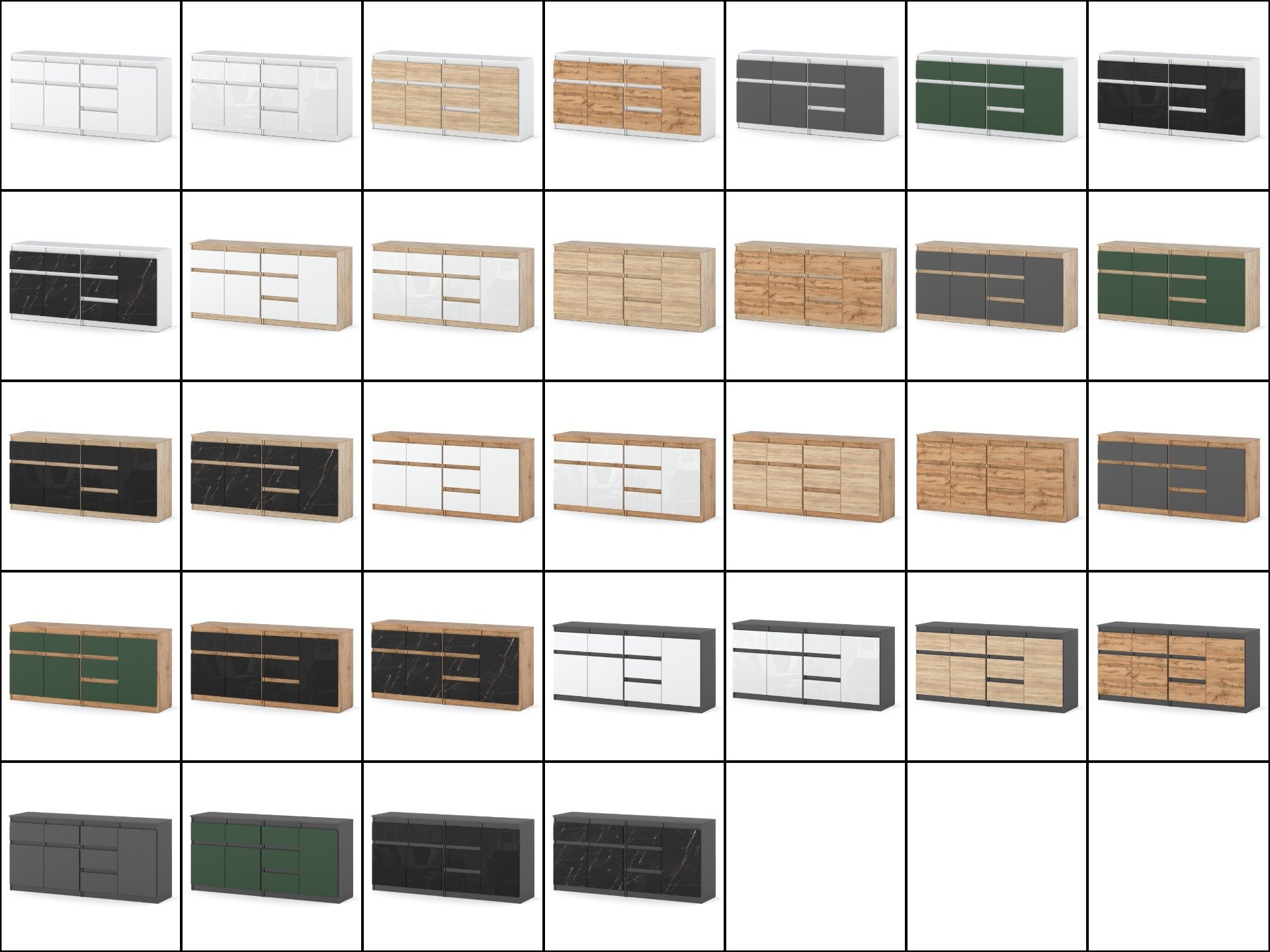 Komoda Biała Butelkowa Zieleń Szafka Duża 6 Szuflad Nowoczesna Sypialnia