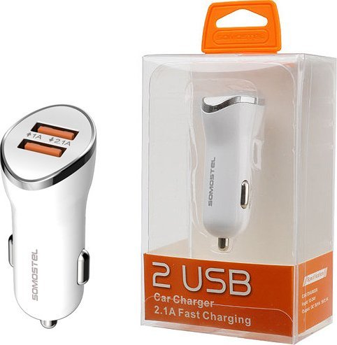Ładowarka Vega ŁADOWARKA SAMOCHODOWA 2A BIAŁA SOMOSTEL 2100mA 2XUSB DUAL FAST CHARGING SMS-A44>