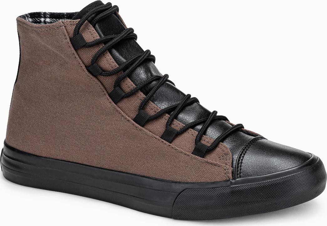 Ombre Buty męskie sneakersy - brązowe T378 40