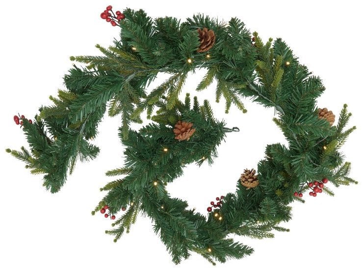Girlanda świąteczna, choinka z jagodami i szyszkami, 180 cm
