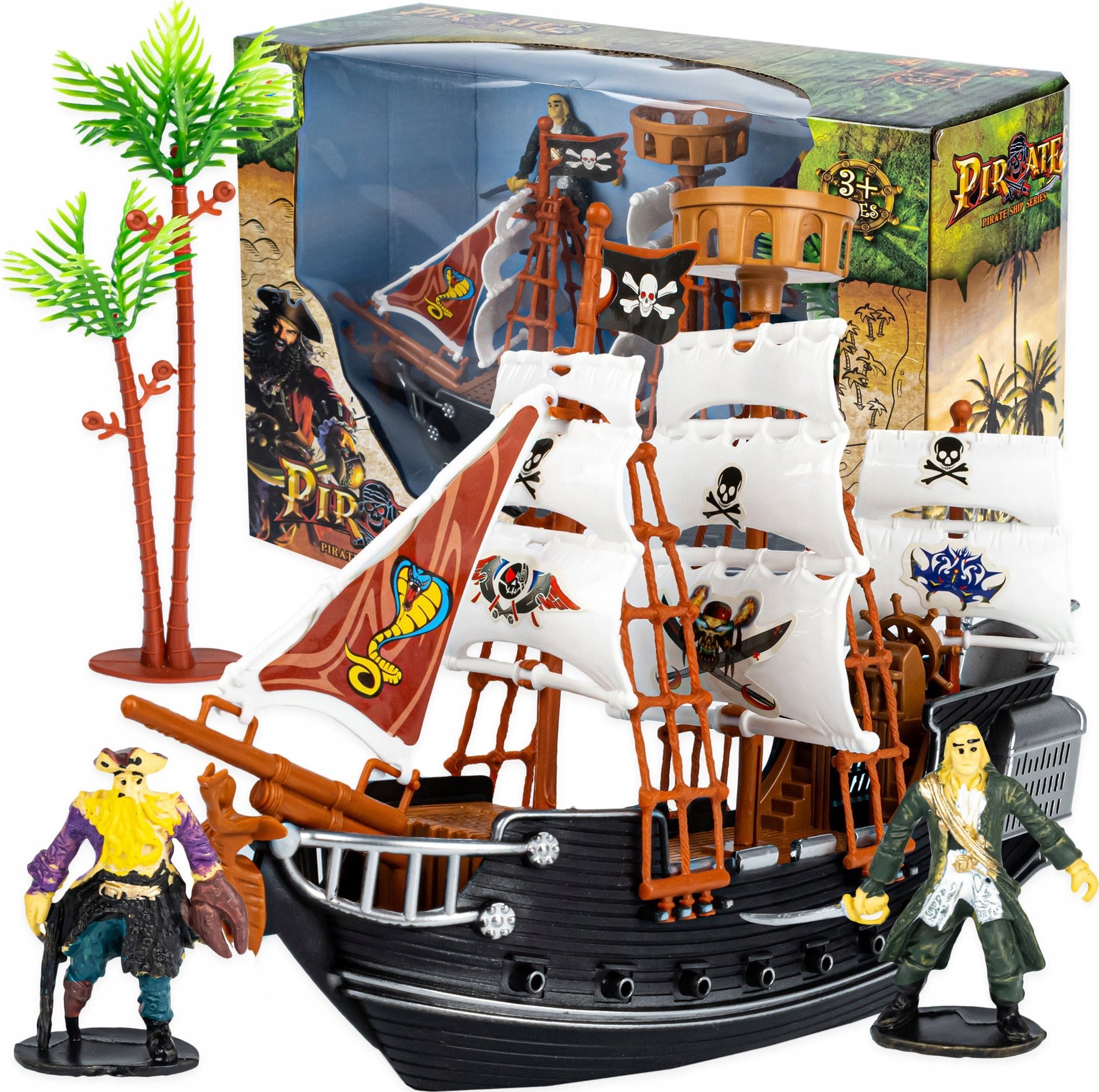 Okręt Piracki Statek Piraci Pirat Łódź + Figurki