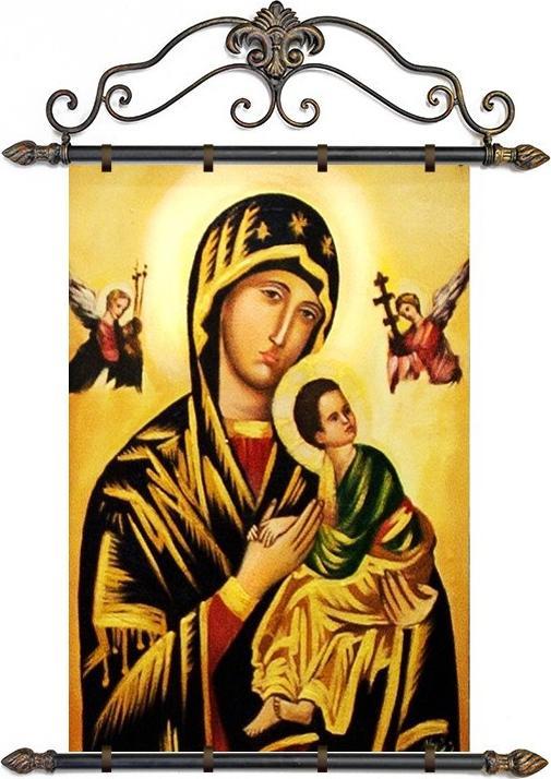 ART-POL Obraz Matki Boskiej z Dzieciątkiem i Aniołami 68x95 cm obraz olejny na płótnie obraz w złotej ramie