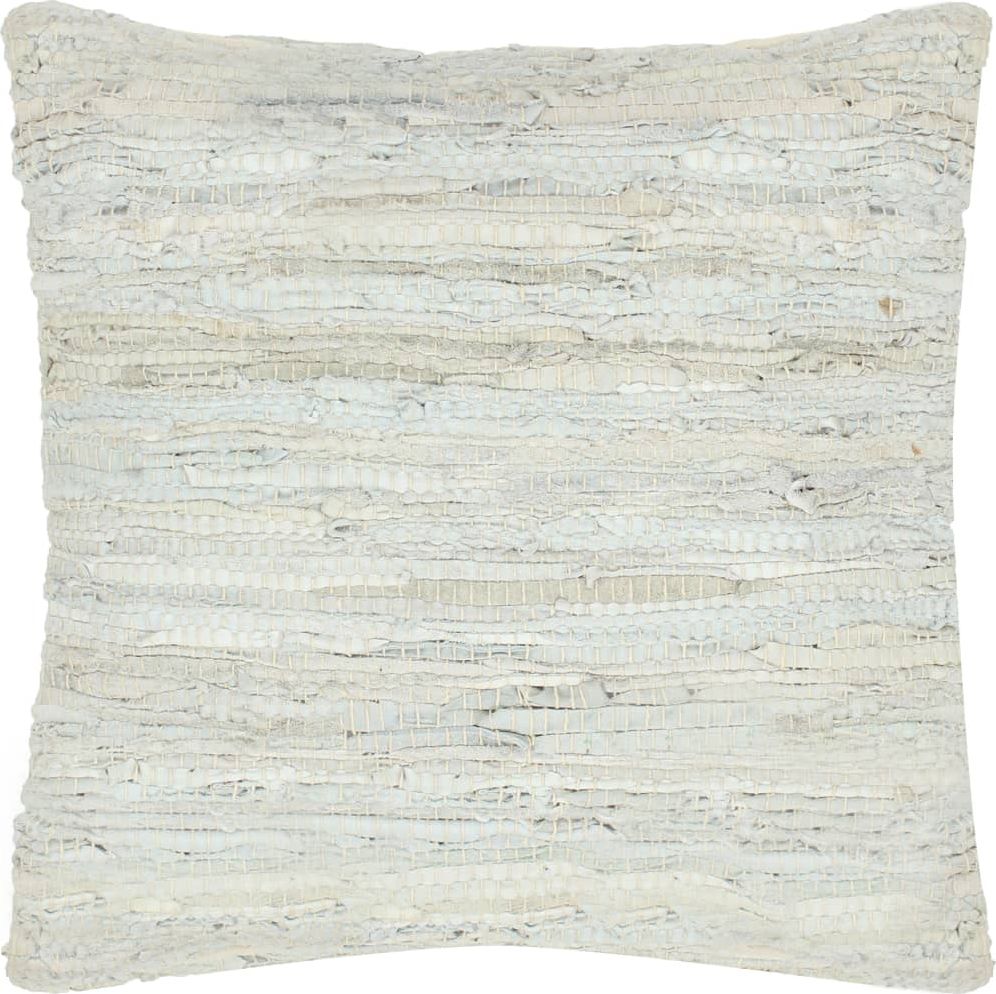 vidaXL Poduszka Chindi, jasnoszara, 60x60 cm, skóra i bawełna