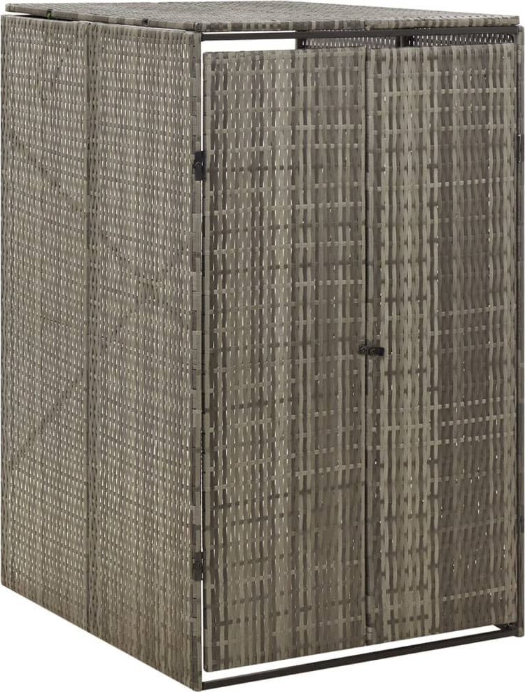 vidaXL Osłona na kosz na śmieci, szara, 70x80x117 cm, polirattan