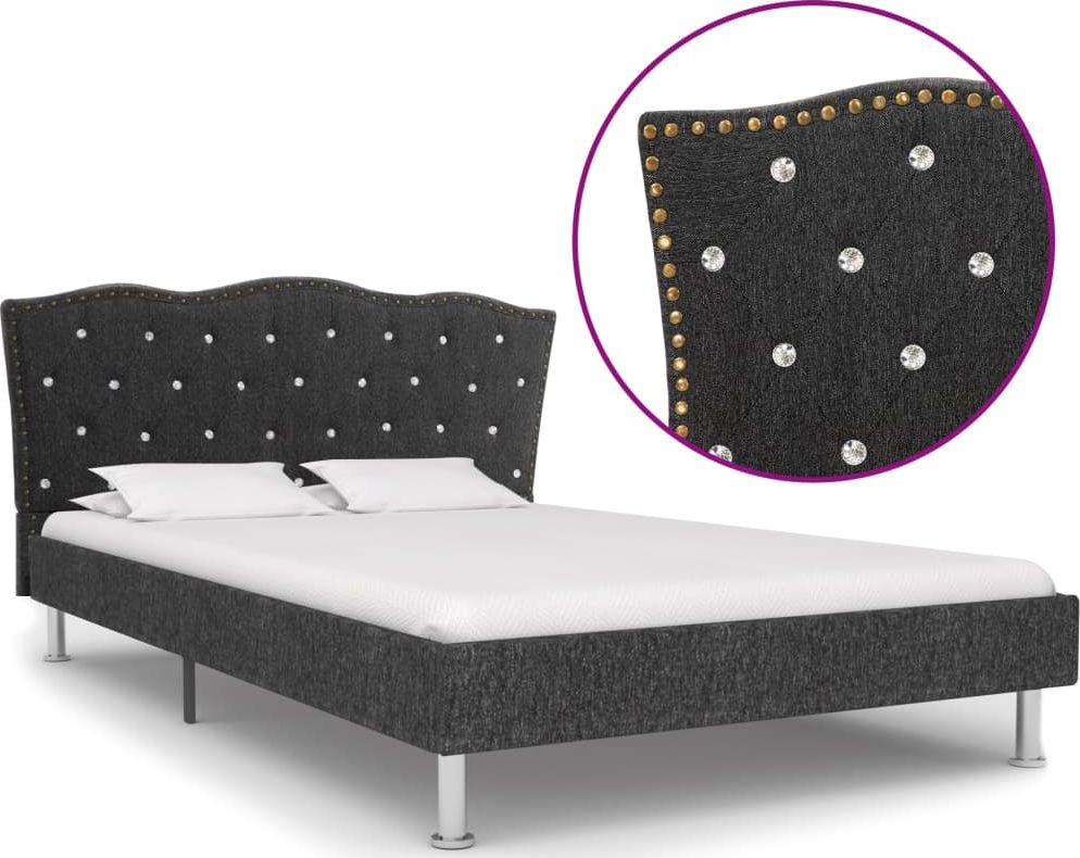 vidaXL Rama łóżka, ciemnoszara, tapicerowana tkaniną, 120 x 200 cm