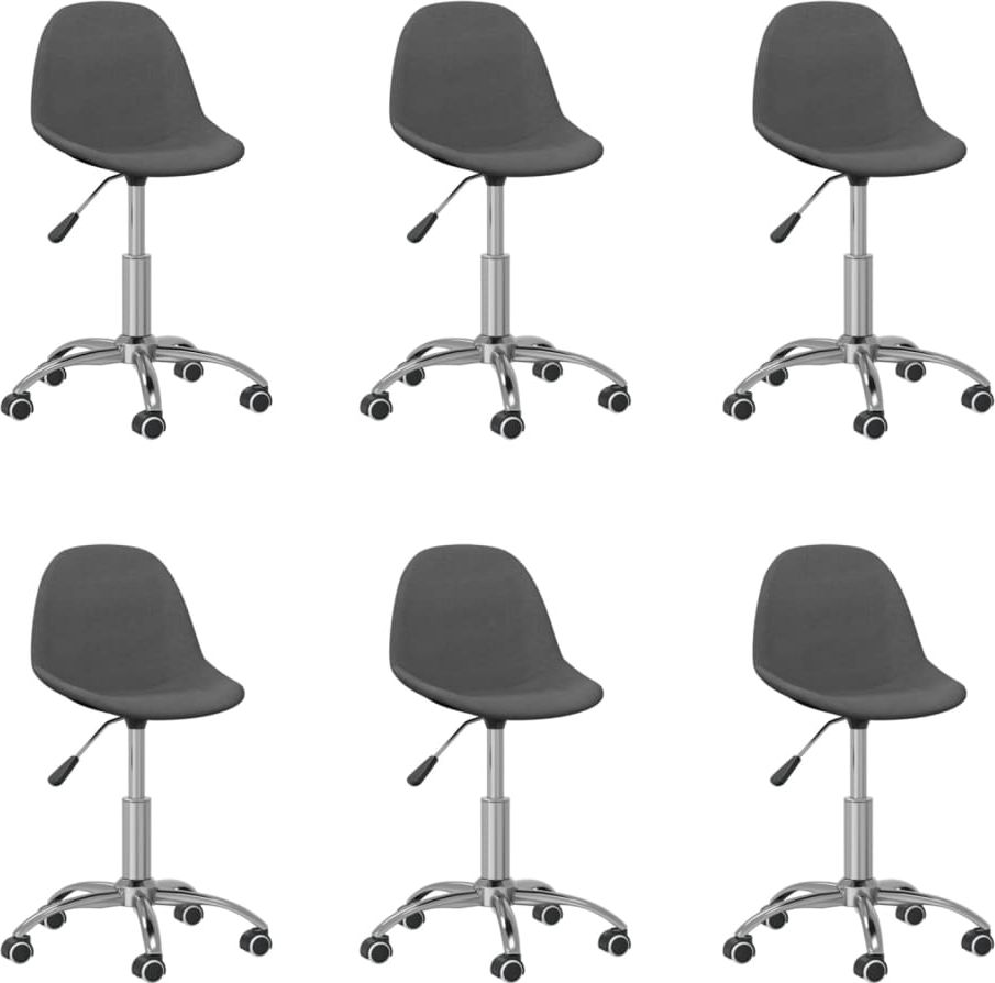 vidaXL Obrotowe krzesła stołowe, 6 szt., ciemnoszare, obite tkaniną